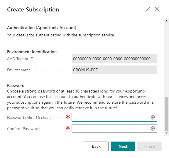 Choose Password Apportunix Account