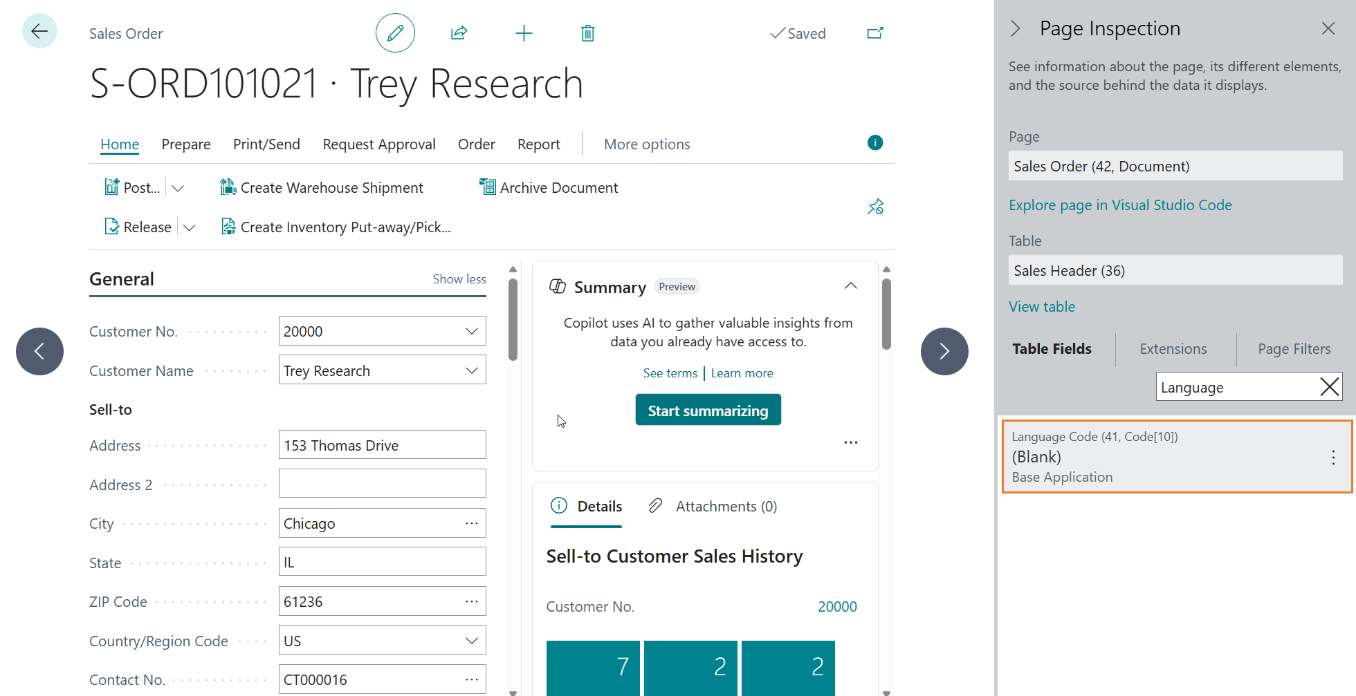 Sales Order with Blank Language Code field value